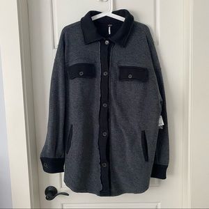 Freepeople Ruby Button Down Oversized Jacket, size medium, washed black